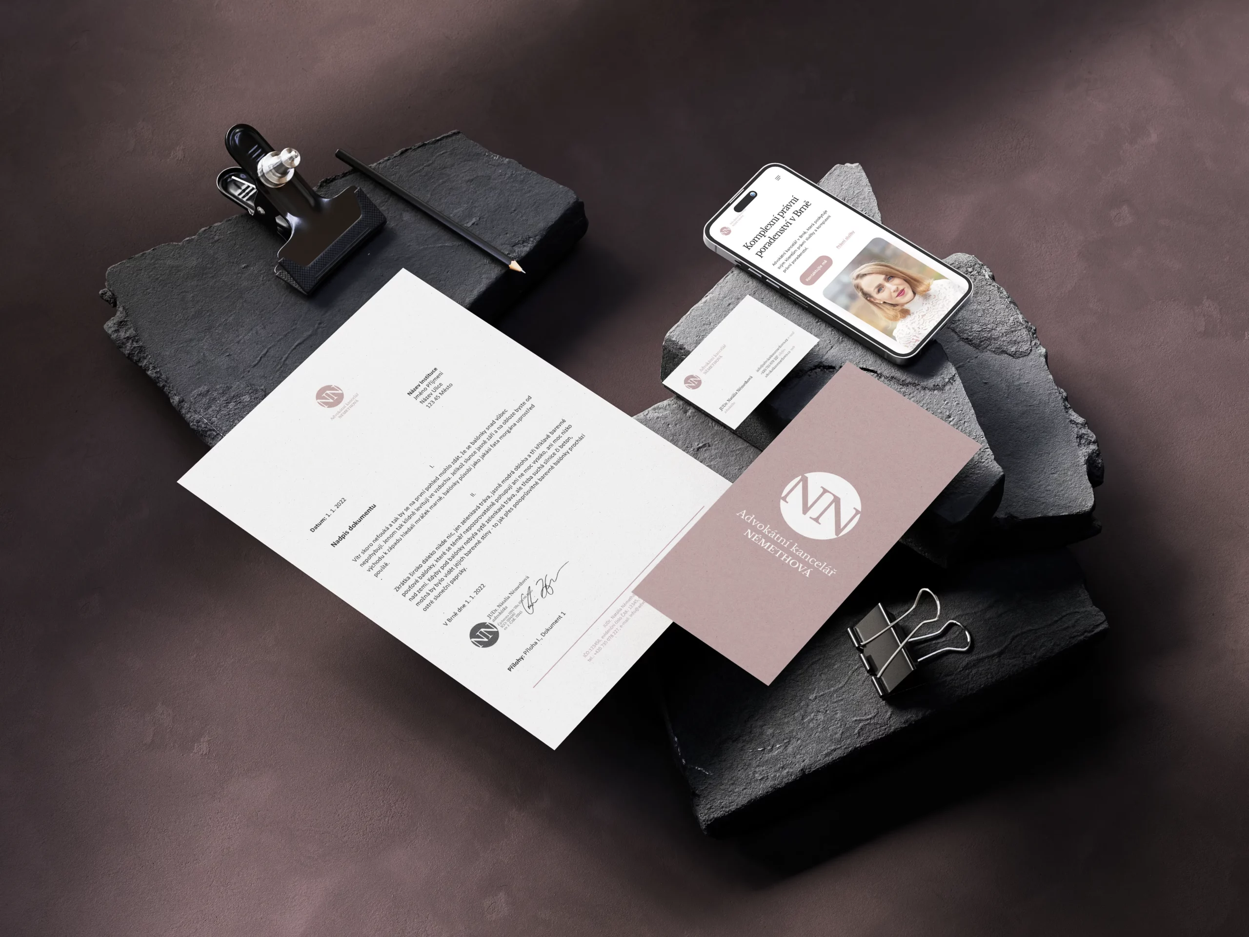 Corporate identity and website for the Némethová law firm based in Brno