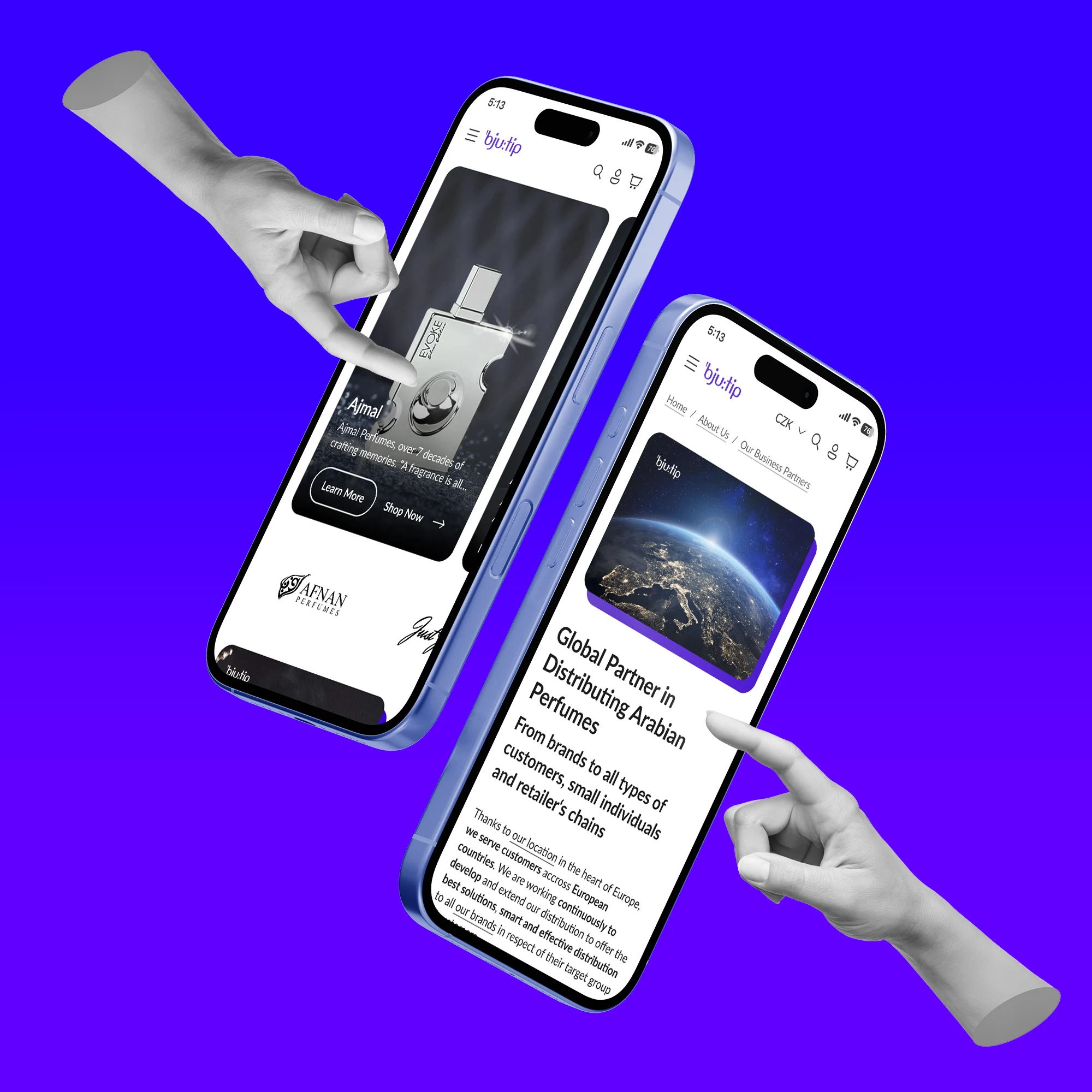 UX and UI designs for Bjutip a.s. – including a presentation website, e-commerce platform, and user zone for enhanced user experience