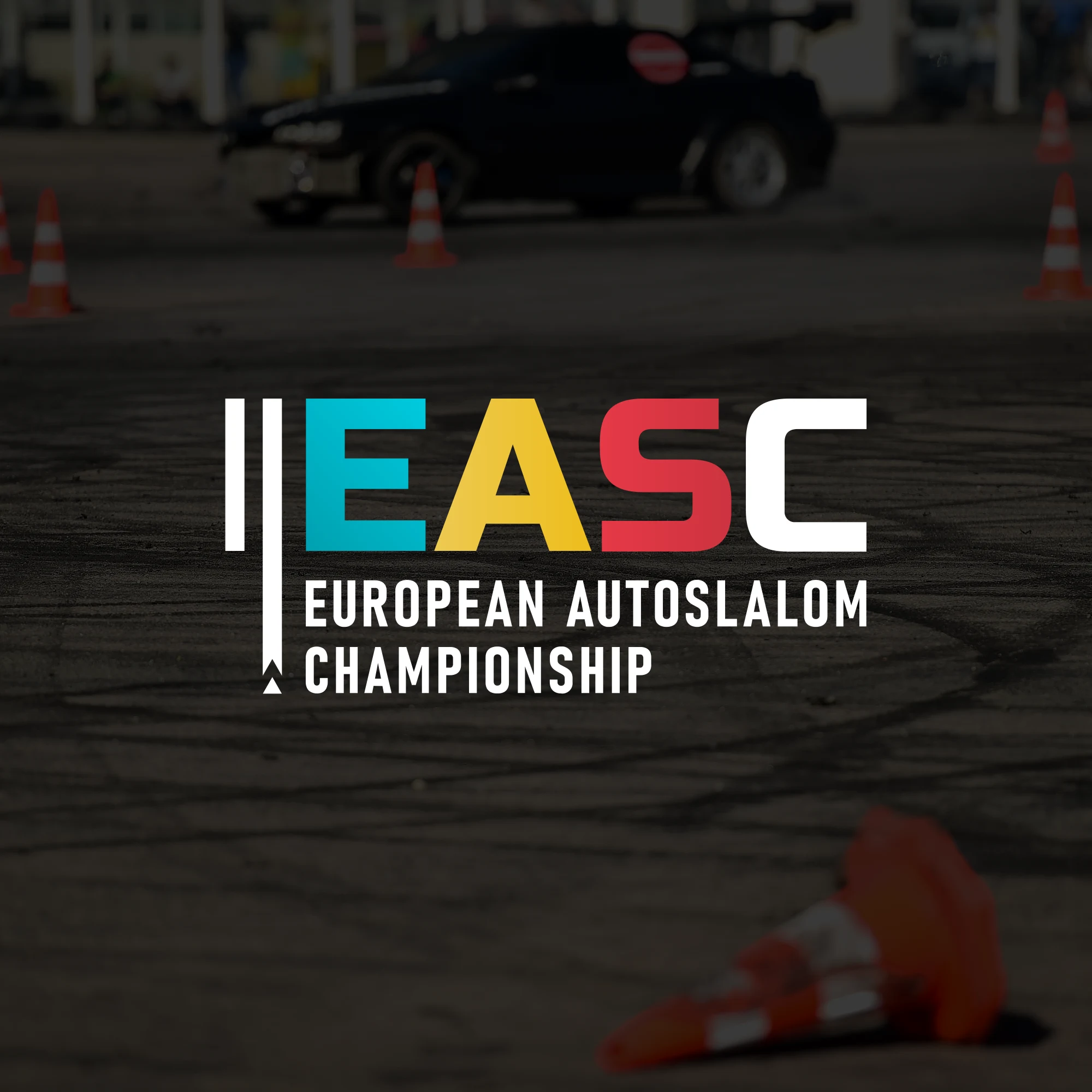 Website, winner's podium backdrop, logo, and t-shirt design for the European Autoslalom Championship (EASC)
